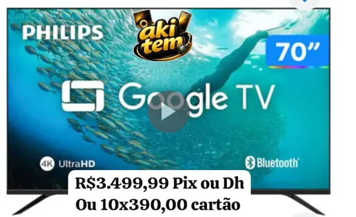 Smart TV 70" Philips 4K UHD DLED 70PUG7019/78 Google TV Quad Core Google Assistente 3 HDMI