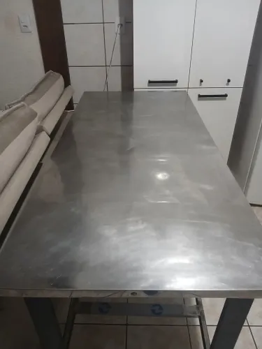Mesa Inox 70cm x 150cm com prateleira 