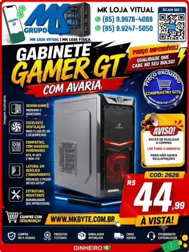 gabinete gamer c/ avaria em oferta valor 45