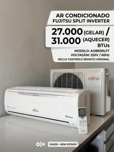 Ar Condicionado Fujitsu Inverter 27.000 BTUs Quente/Frio - Super Potente e Econômico
