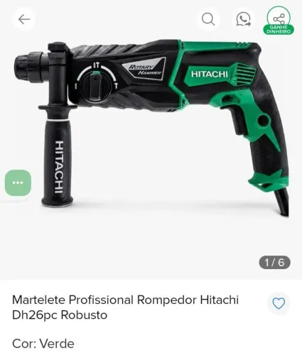 Martelete Hitachi 1" 26mm Rotary Hammer DH 26PC 127V