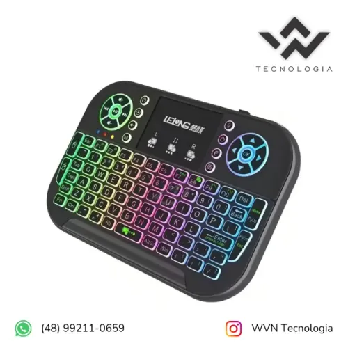 Mini teclado LED bluetooth e comando inteligente de voz