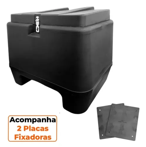 Baú 80l Bauleto Preto Plástico Cromoforte