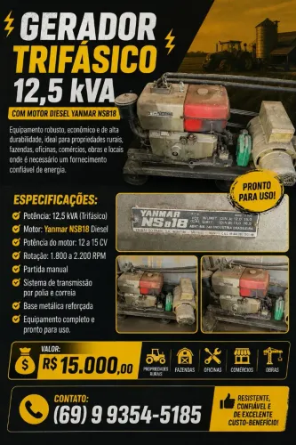? GERADOR TRIFÁSICO 12,5 kVA À VENDA ?