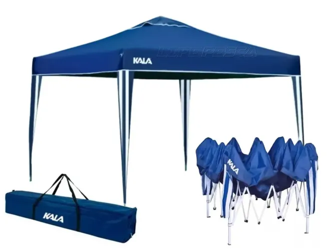 Tenda Barraca De Praia Gazebo Bitlar Azul 3x3 Sanfonada Com Bolsa De Transporte