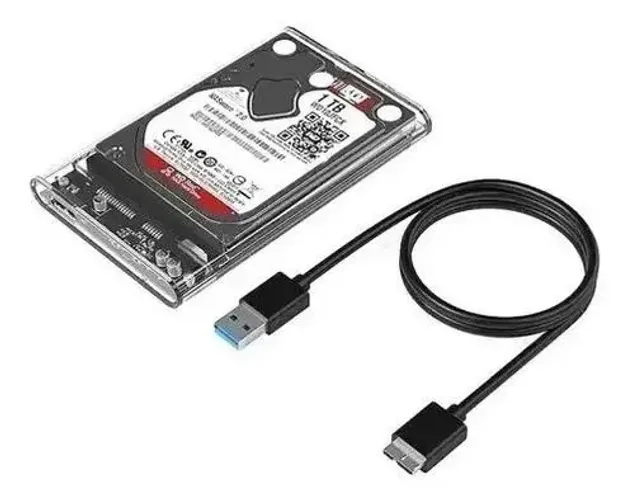 HD Externo com HD/ 1TB Transparente USB 3.0 Portátil 2.5