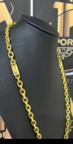 Cordão de Moeda antiga cadeado 8mm com pingente + 2 dedeira