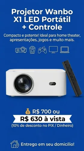 Projetor Wanbo X1 LED Portátil + Controle | Seu Cinema em Casa + ENTREGA GRÁTIS!