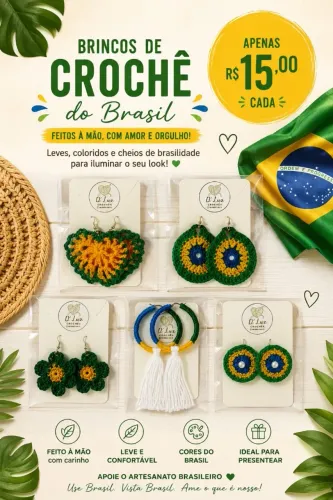 Brinco de Crochê Brasil Copa do Mundo