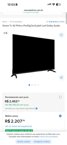 Smart tv Philco 43 só chama com dinheiro preço final