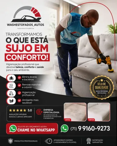 HIGIENIZAÇÃO DE ESTOFADOS EM GERAL 