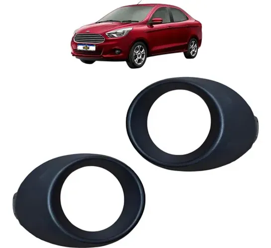 Par Moldura Farol Milha Ford Ka 2014 A 2017 Com Furo Preto Ambos Lados