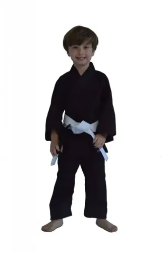 Kimono infantil preto reforçado 100% algodão tamanho M2