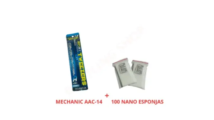 Pinça de precisão MECHANIC Aac-14 reparo de celulares + 100 NANO ESPONJAS