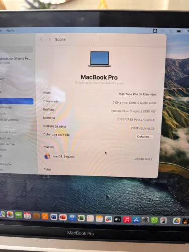 MacBook Pro 2GHz Intel Core i5 Quad-Core 16Gb 13,3 polegadas 1 Tb HD