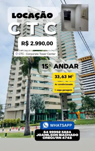 SALA NO CTC - CORPORATE TOWER CENTER 33,63m² - LAGOA NOVA