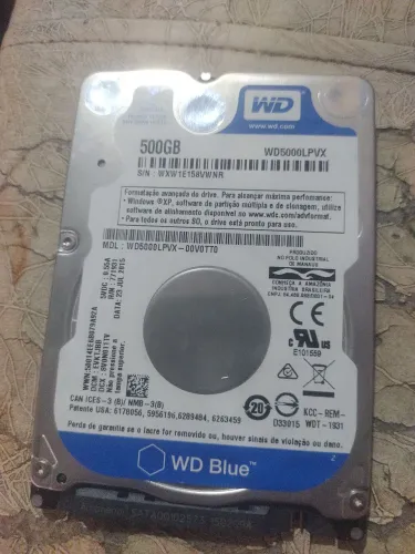 HD de notebook wd 500 GB bom funcionando perfeitamente testo na hora no Pc aqui