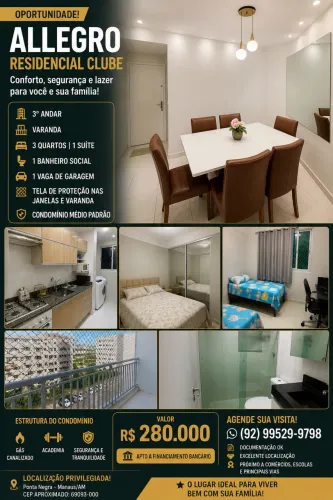Apto 3Qts c/ Suíte no Allegro Clube | Modulados | Varanda | Financia