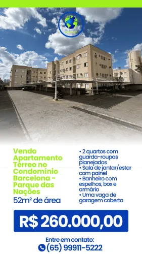 Vendo Apartamento Térreo no Condomínio Barcelona - Parque das Nações