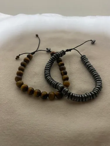 Kit pulseiras de pedras naturais e Mineral Hematita.