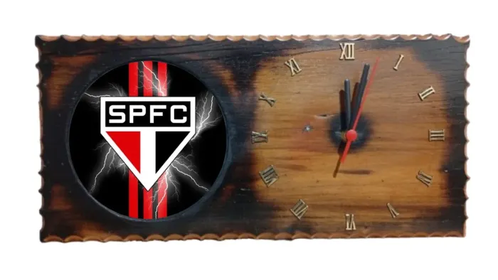 Relógio Artesanal Parede Amadeirado Times de futebol 