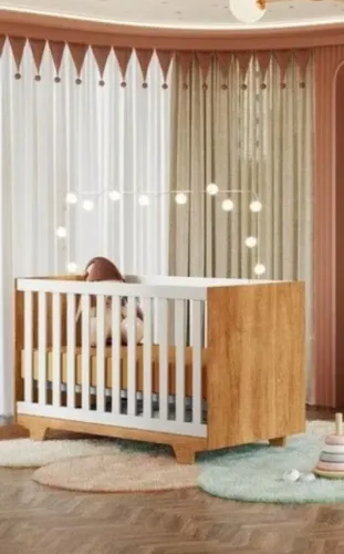 Berço nina branco/amadeirado 100% MDF