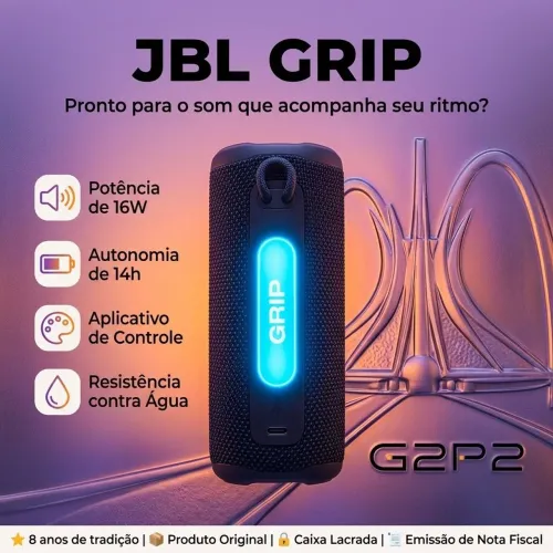CAIXA DE SOM JBL GRIP PORTÁTIL BLUETOOTH 16W RMS ORIGINAL LACRADA
