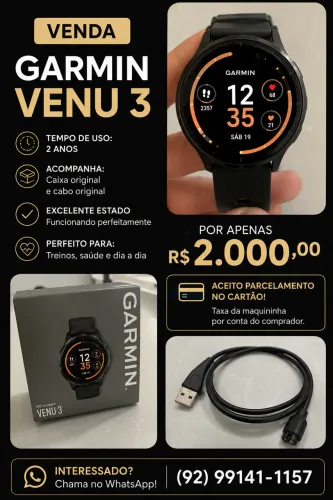 Vendo relógio Garmin Venu 3 
