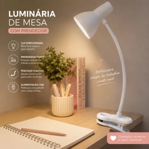 ? Luminária de mesa com prendedor ?