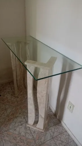 Mesa mármore e vidro 40x120