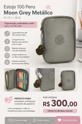 Estojo Kipling 100 pens novo