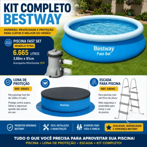 PISCINA BESTWAY 6.665 Litros - CONJUNTO COMPLETO