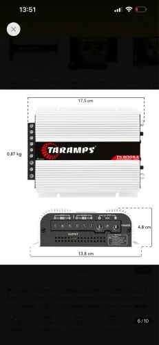 Modulo Taramps Ts800x4 2 Ohms Entrada Rca T800 4 Canais Watts Estereo