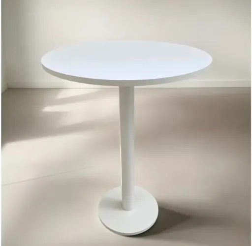 Mesa lateral monopé de madeira redonda | cor branca