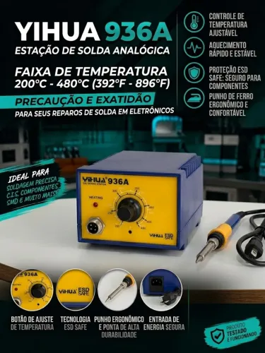 Estação de Solda YIHUA 936A - Pouquíssimo Uso!