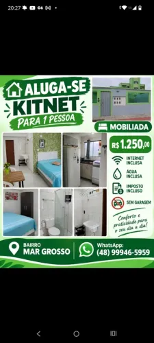 Alugo Kitnet mobiliada Mar Grosdo