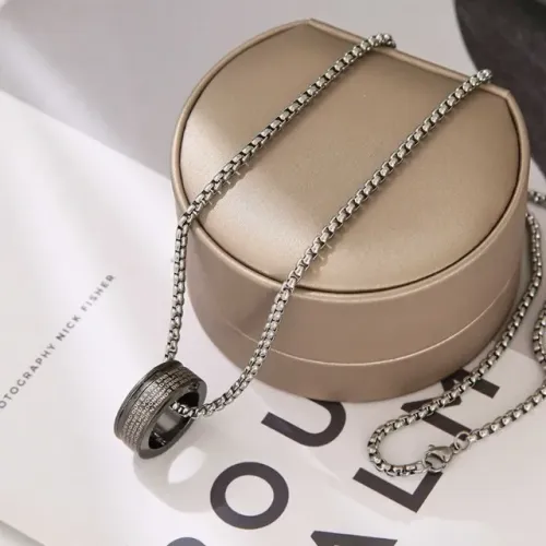 Colar Masculino Aço Inox Pingente Anel Pai Nosso