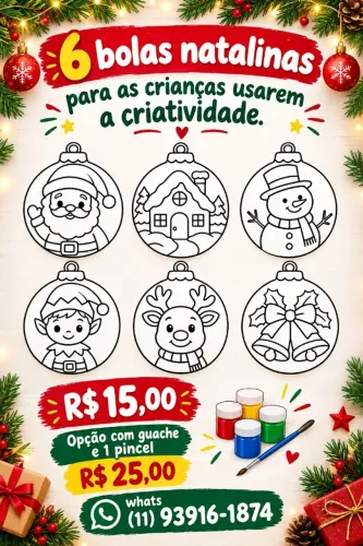 Bola Enfeite de Natal para colorir lavável 