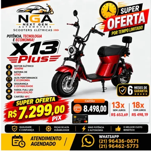 NOVA SCOOTER ELÉTRICA X13 PLUS - 0KM