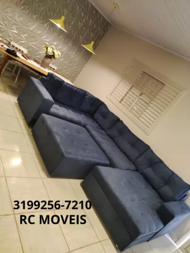 Sofá Modulado Toro com Puff e Chaise Alto Conforto D33