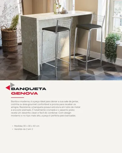 Caixa com 4/ banquetas Genova 
