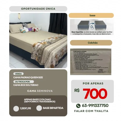 Cama queen seminova