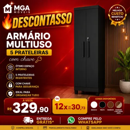 Sapateira - Livreiro - Armario Multiuso - 05 Prateleiras com Chave