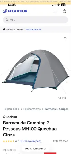 Barraca MH100 Decathlon 3 pessoas