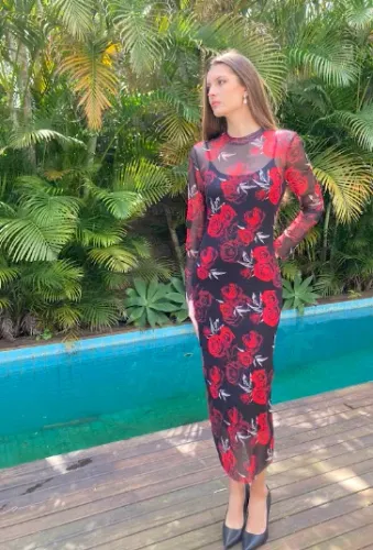 vestido floral novo shein