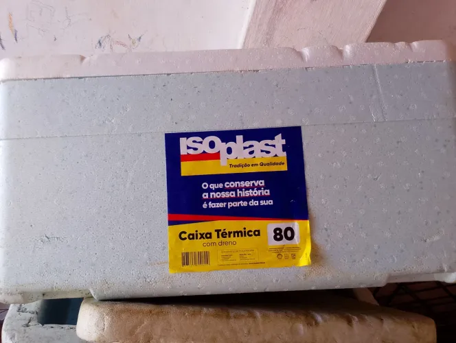 caixa de isopor com dreno perfeita para sua venda .