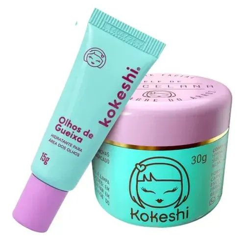 kit kokeshi creme pele de porcelanato+creme olhos de gueixa