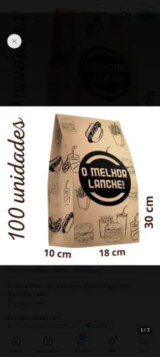 Vendo embalagem de papel para lanche, novo lacrado comprei e não usei, no precinho.