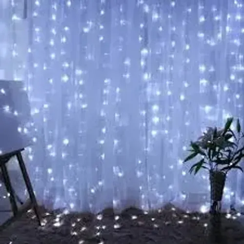Cortina de Led Branco Frio 110v 3 X 3m 300 Leds Só Pisca 8 Funções
