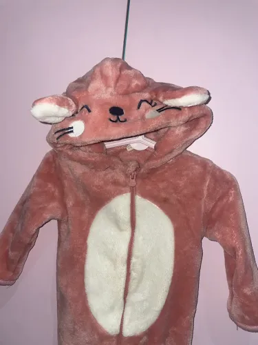 Macacão bebê infantil com touca pelúcia plush